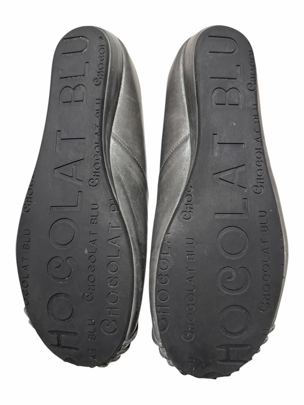 Chocolat Blu Vic Blue Gray Leather Pin-tuck Pleated Ballet Flats - Size 7.5 - Picture 8 of 8